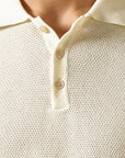 Fiesoli Textured Knit Polo - Ecru-Men's Sweaters-Brooklyn-Vancouver-Yaletown-Canada
