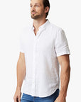 34 Heritage Linen Short Sleeve Shirt Bright White SS24-Men's Shirts-Brooklyn-Vancouver-Yaletown-Canada