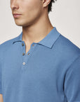 Fiesoli Textured Knit Polo - Avio-Men's Sweaters-Brooklyn-Vancouver-Yaletown-Canada