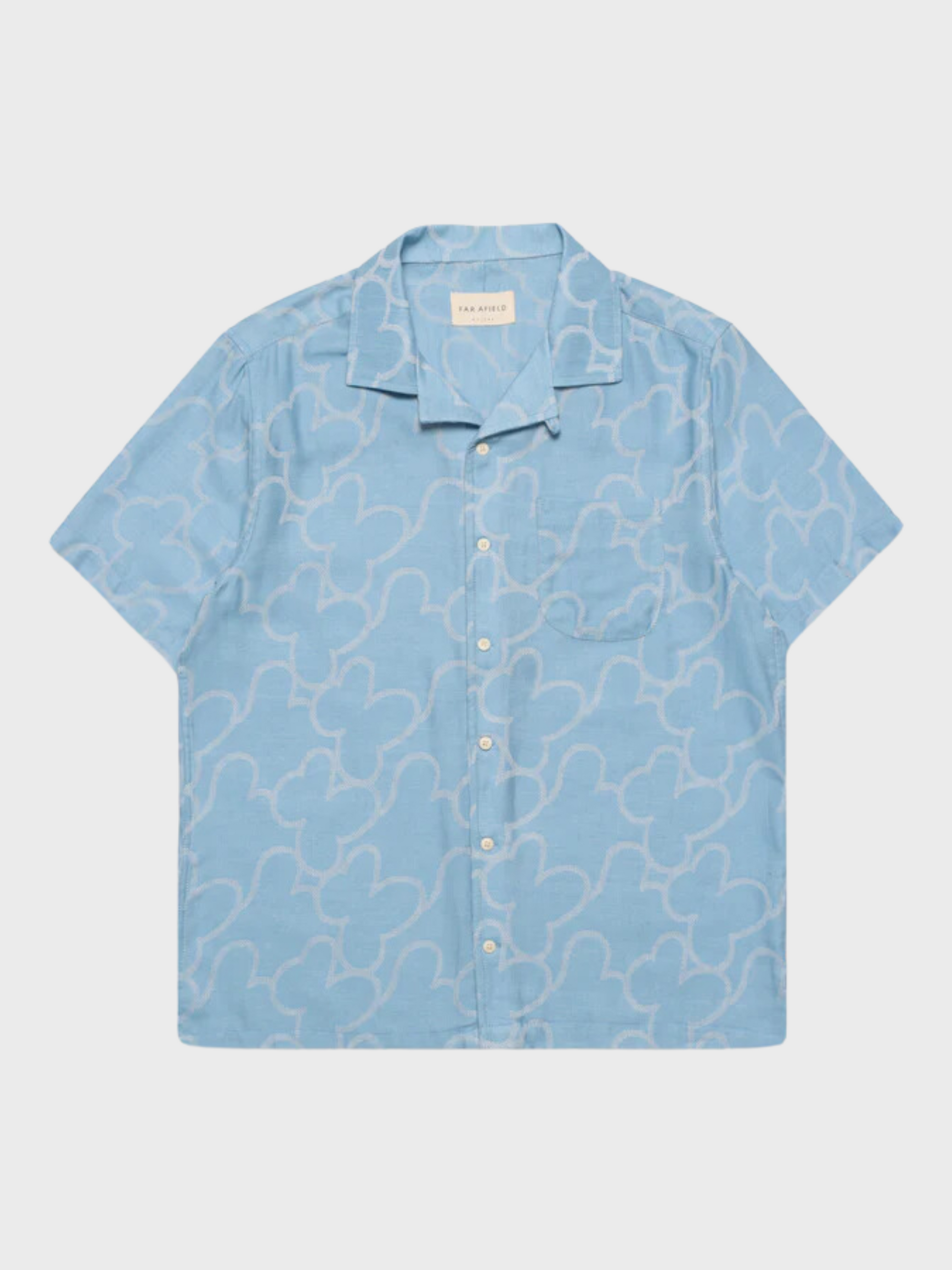 Far Afield Stachio SS Floral Jacquard Button Up Allure Blue SS24-Men&#39;s Shirts-Brooklyn-Vancouver-Yaletown-Canada
