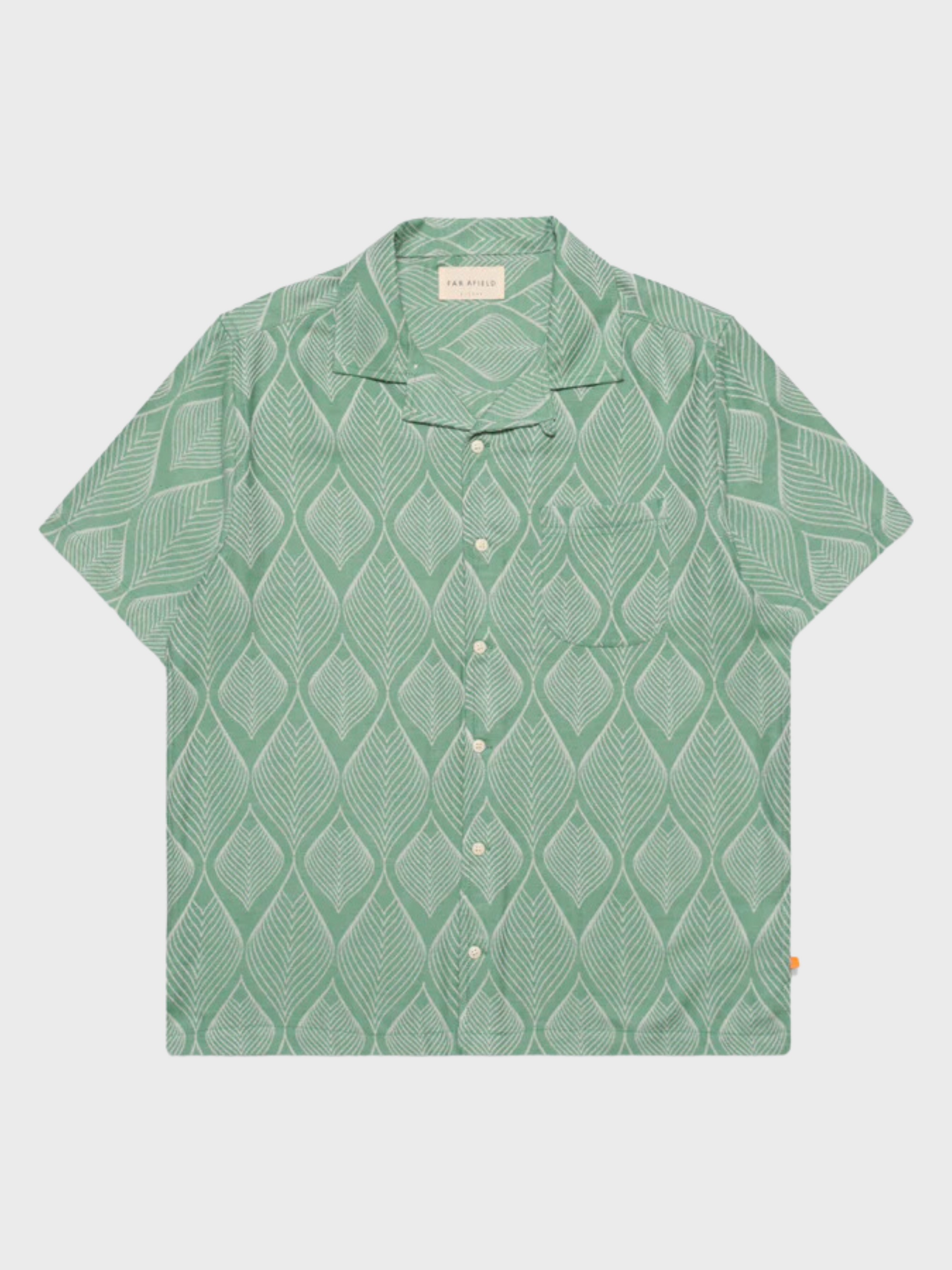 Far Afield Stachio SS Leaf Jacquard Button Up Frosty Green SS24-Men&#39;s Shirts-Brooklyn-Vancouver-Yaletown-Canada