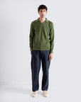 Far Afield Clifford Knitted Polo - Perforated-Green-Men's Sweaters-Brooklyn-Vancouver-Yaletown-Canada