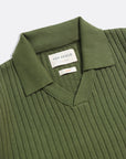 Far Afield Clifford Knitted Polo - Perforated-Green-Men's Sweaters-Brooklyn-Vancouver-Yaletown-Canada