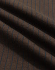 Far Afield Benny Knitted Polo - Brown/Navy Pinstripe-Men's Sweaters-Brooklyn-Vancouver-Yaletown-Canada