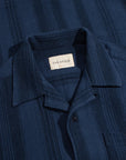 Far Afield Selleck Shirt - Dobby Stripe - Blue/Navy-Men's Shirts-Brooklyn-Vancouver-Yaletown-Canada