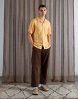 Far Afield Stachio SS Floral Jacquard Button Up Honey Gold SS24-Men's Shirts-Brooklyn-Vancouver-Yaletown-Canada