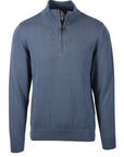 Barbour Cotton Half Zip Knitted Jumper - Tarn Blue-Men's Sweaters-Brooklyn-Vancouver-Yaletown-Canada
