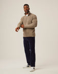Peregrine Birchall Quarter Zip Jumper - Oak-Men's Sweaters-Brooklyn-Vancouver-Yaletown-Canada