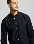 Easy Mondays Shirt Poplin - Navy-Men's Shirts-Brooklyn-Vancouver-Yaletown-Canada