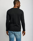 Easy Mondays Long Sleeve Crew Neck Slub T-Shirt - Black-Men's T-Shirts-Brooklyn-Vancouver-Yaletown-Canada