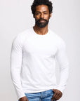 Easy Mondays Long Sleeve Crew Neck T-Shirt - White-Men's T-Shirts-Brooklyn-Vancouver-Yaletown-Canada