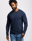 Easy Mondays Long Sleeve Crew Neck T-Shirt - Navy-Men's T-Shirts-Brooklyn-Vancouver-Yaletown-Canada