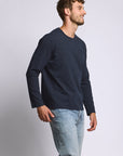 Easy Mondays Long Sleeve Slub Cotton T-Shirt - Navy-Men's T-Shirts-Brooklyn-Vancouver-Yaletown-Canada