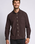 Easy Mondays Micro Corduroy Shirt - Espresso-Men's Shirts-Brooklyn-Vancouver-Yaletown-Canada