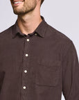 Easy Mondays Micro Corduroy Shirt - Espresso-Men's Shirts-Brooklyn-Vancouver-Yaletown-Canada