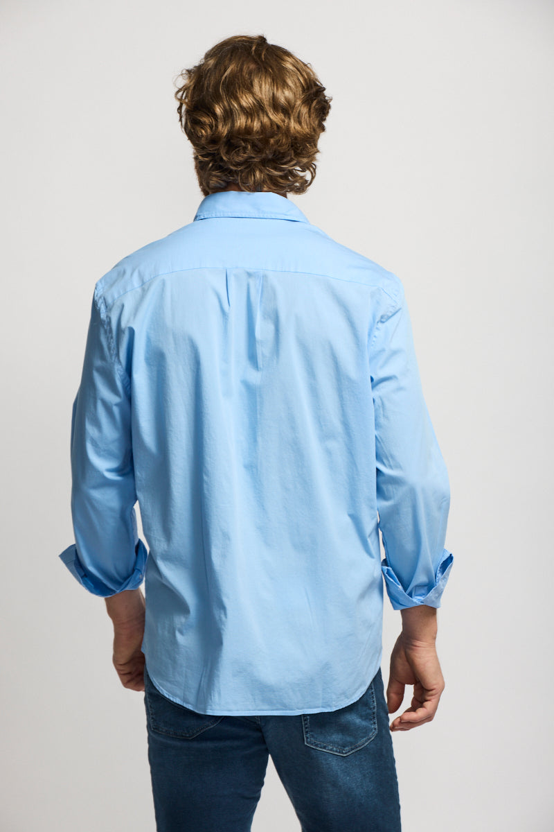 Easy Mondays Poplin Shirt Washed Blue SS24-Men&#39;s Shirts-Brooklyn-Vancouver-Yaletown-Canada