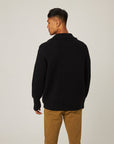Peregrine Fisherman Cardigan - Black-Men's Sweaters-Brooklyn-Vancouver-Yaletown-Canada