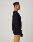 Peregrine Hudson Aran Jumper - Navy-Men's Sweaters-Brooklyn-Vancouver-Yaletown-Canada
