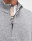 Barbour Cotton Half Zip Knitted Jumper - Grey Marl-Men's Sweaters-Brooklyn-Vancouver-Yaletown-Canada