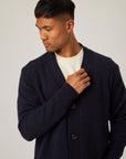 Peregrine Merino Wool Makers Stitch Cardigan Navy-Men's Sweaters-Brooklyn-Vancouver-Yaletown-Canada