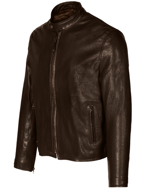 Schott Perfecto Cafe Racer Leather Jacket Brown-Men's Leather Jackets-Brooklyn-Vancouver-Yaletown-Canada