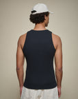 Merz Iconic Ribbed Cotton Tank Top - Deep Black-Men's T-Shirts-Brooklyn-Vancouver-Yaletown-Canada