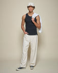 Merz Iconic Ribbed Cotton Tank Top - Deep Black-Men's T-Shirts-Brooklyn-Vancouver-Yaletown-Canada