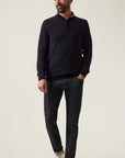 34 Heritage Cashmere Quarter Zip Sweater Dark Navy-Men's Sweaters-Brooklyn-Vancouver-Yaletown-Canada