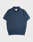 Far Afield Clifford Knitted Polo - Perforated - Blue-Men's Sweaters-Brooklyn-Vancouver-Yaletown-Canada