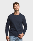 Easy Mondays Long Sleeve Slub Cotton T-Shirt - Navy-Men's T-Shirts-Brooklyn-Vancouver-Yaletown-Canada