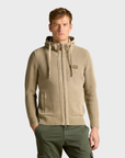 Aeronautica Militare Full Zip Hooded Sweater - Hazelnut-Men's Sweaters-Brooklyn-Vancouver-Yaletown-Canada