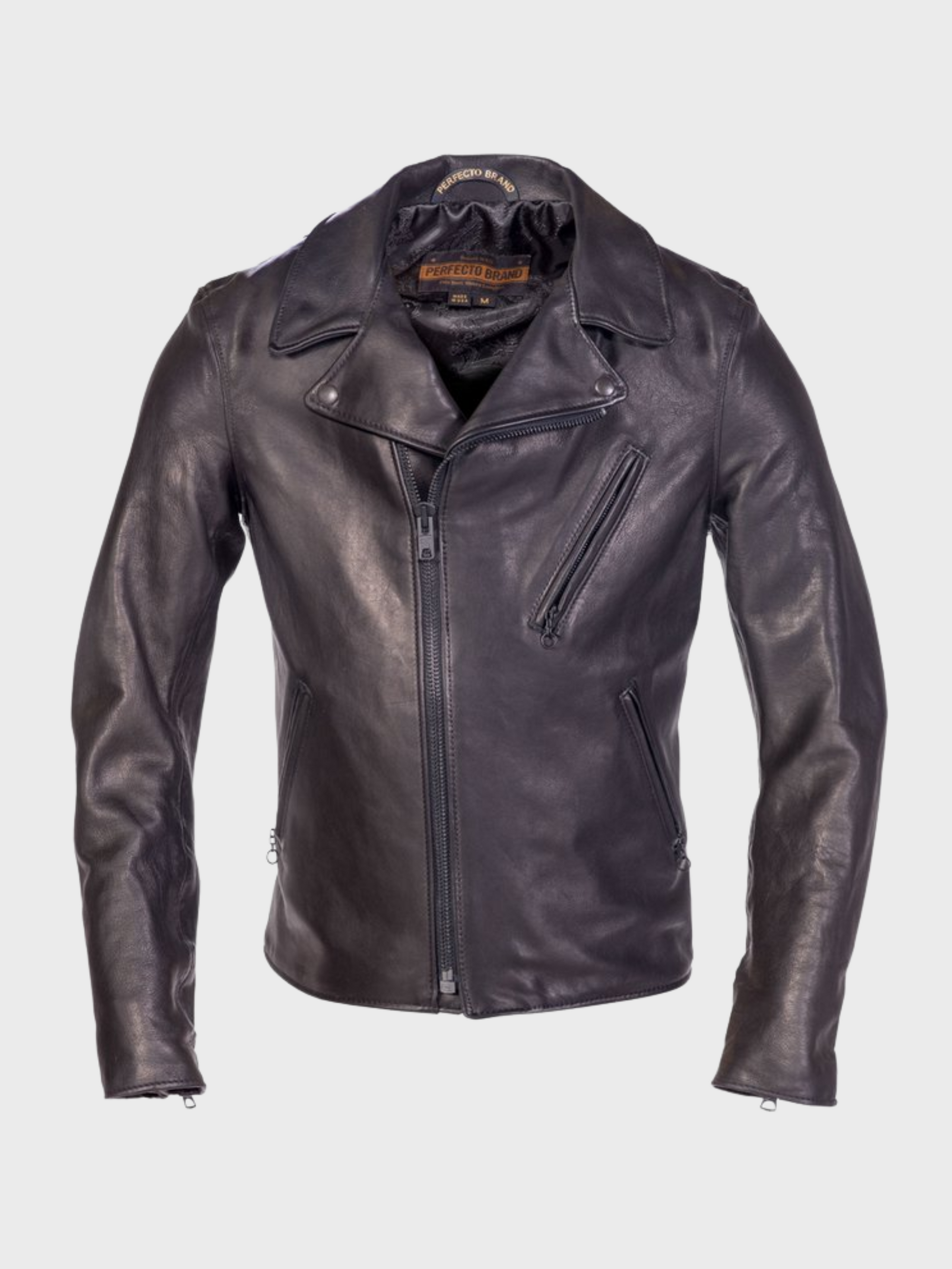 Schott Perfecto Raven Lambskin Leather Jacket Black-Men's Leather Jackets-Brooklyn-Vancouver-Yaletown-Canada
