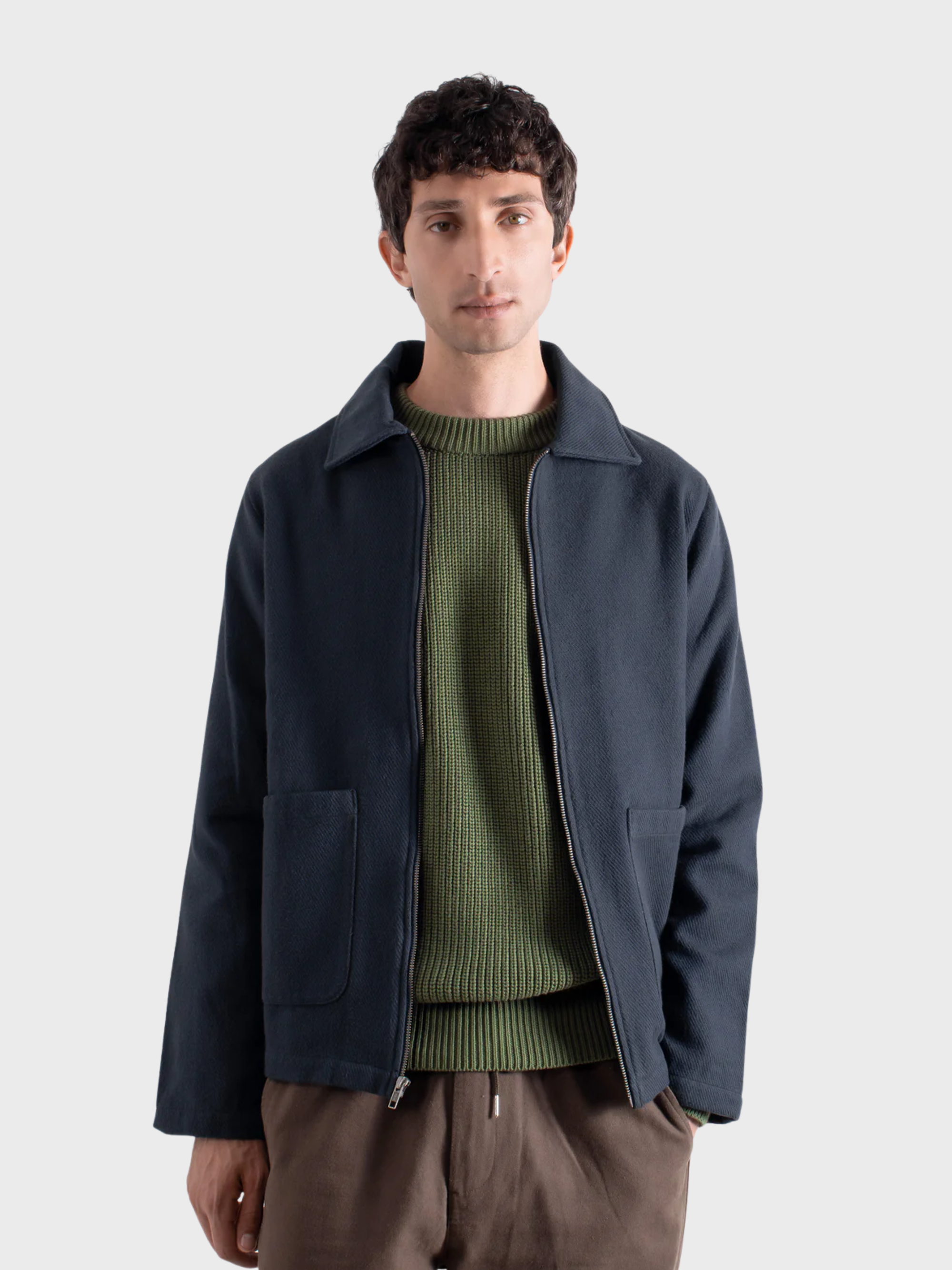 Far Afield Josef Jacket - Cotton Drill - Navy/Grey-Men's Jackets-Brooklyn-Vancouver-Yaletown-Canada