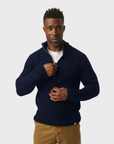 Peregrine Birchall Quarter Zip Jumper - Navy-Men's Sweaters-Brooklyn-Vancouver-Yaletown-Canada