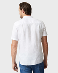 34 Heritage Linen Short Sleeve Shirt - Bright White-Men's Shirts-Brooklyn-Vancouver-Yaletown-Canada