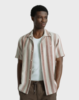 Far Afield Selleck Shirt - Dobby Stripe - Sand/Red-Men's Shirts-Brooklyn-Vancouver-Yaletown-Canada