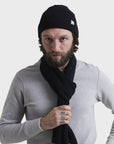 Merz Classic Scarf, Ribbed Structure, Merino Wool - deep black-Men's Accessories-Brooklyn-Vancouver-Yaletown-Canada