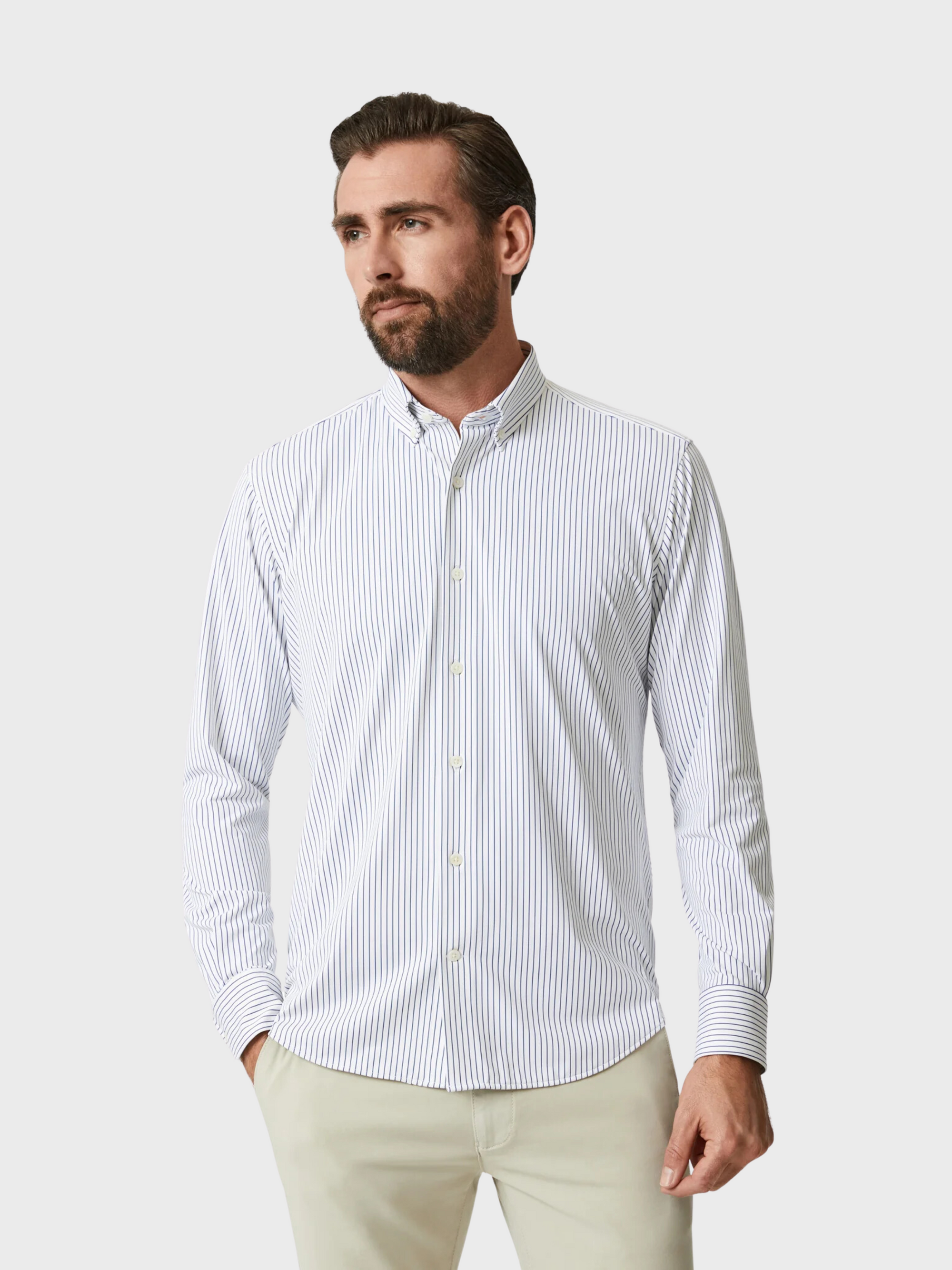 34 Heritage Stripe Shirt White-Men&#39;s Shirts-S-Brooklyn-Vancouver-Yaletown-Canada