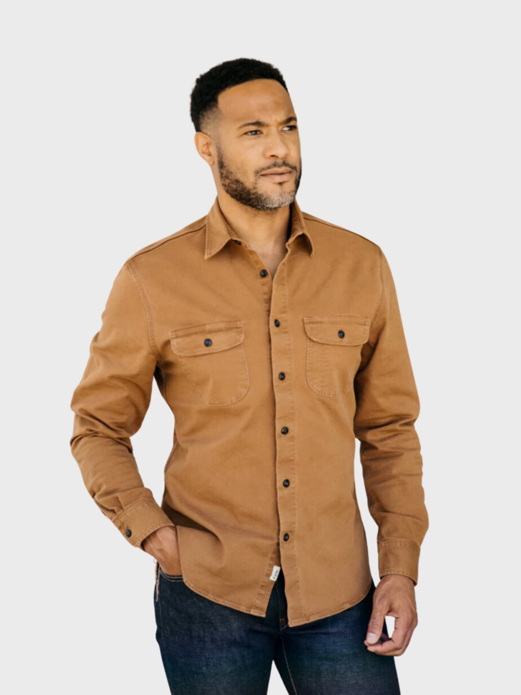 Kato The Brace Oxford St LS Button Up Whiskey SS24-Men&#39;s Shirts-S-Brooklyn-Vancouver-Yaletown-Canada