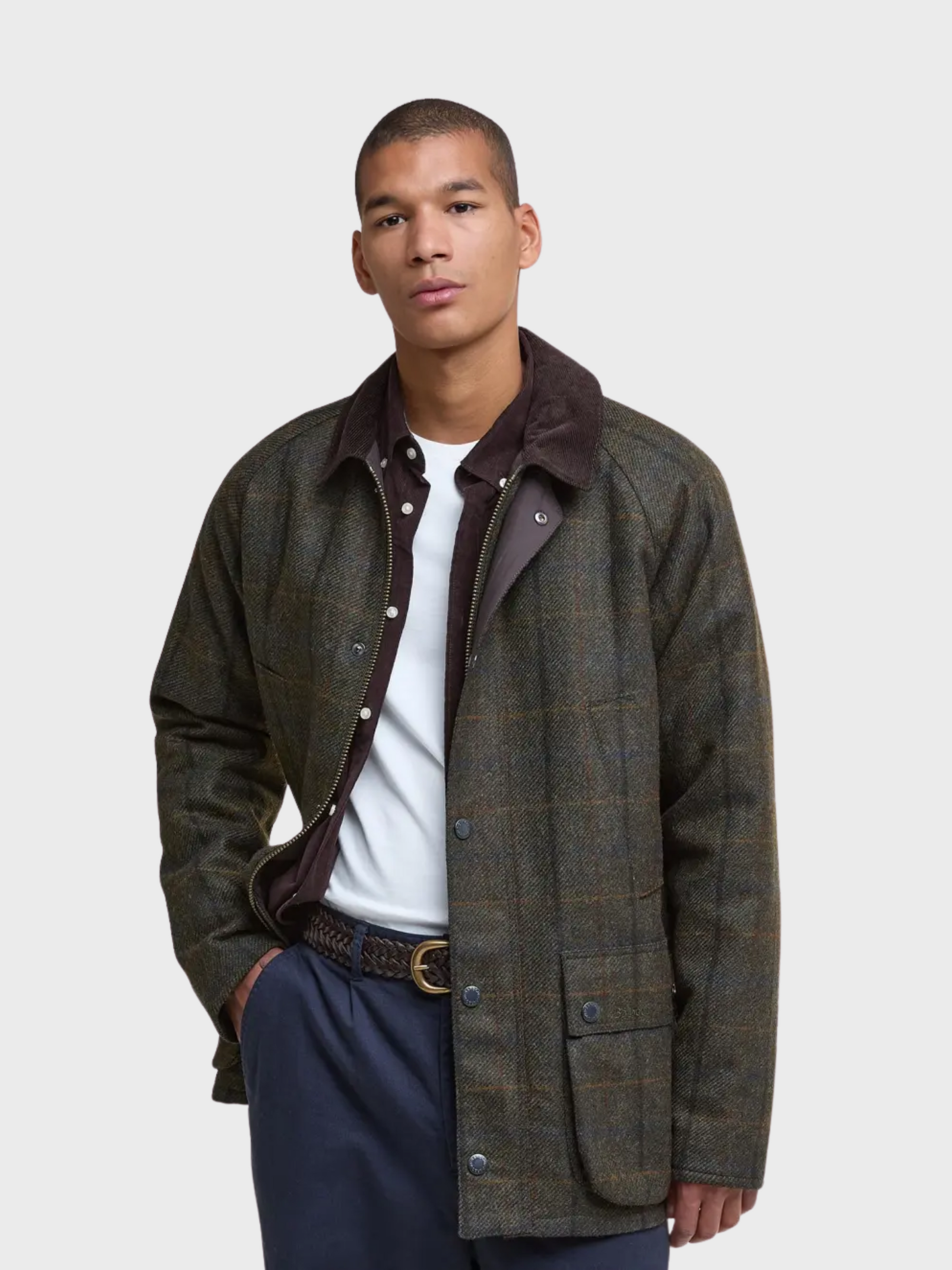 Barbour Bedale Check Wool Jacket - Brown-Men's Jackets-Brooklyn-Vancouver-Yaletown-Canada