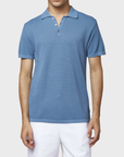 Fiesoli Textured Knit Polo - Avio-Men's Sweaters-Brooklyn-Vancouver-Yaletown-Canada
