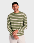 Far Afield Breton Stripe Long Sleeved T-Shirt - Green/Sand-Men's T-Shirts-Brooklyn-Vancouver-Yaletown-Canada