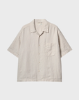 Merz Linen Bowling Short Sleeve Shirt - Light Stone-Men's Shirts-Brooklyn-Vancouver-Yaletown-Canada