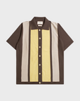 Far Afield Shirt Velzy Cardigan - Neto Stripe Brown Yellow-Men's Shirts-Brooklyn-Vancouver-Yaletown-Canada