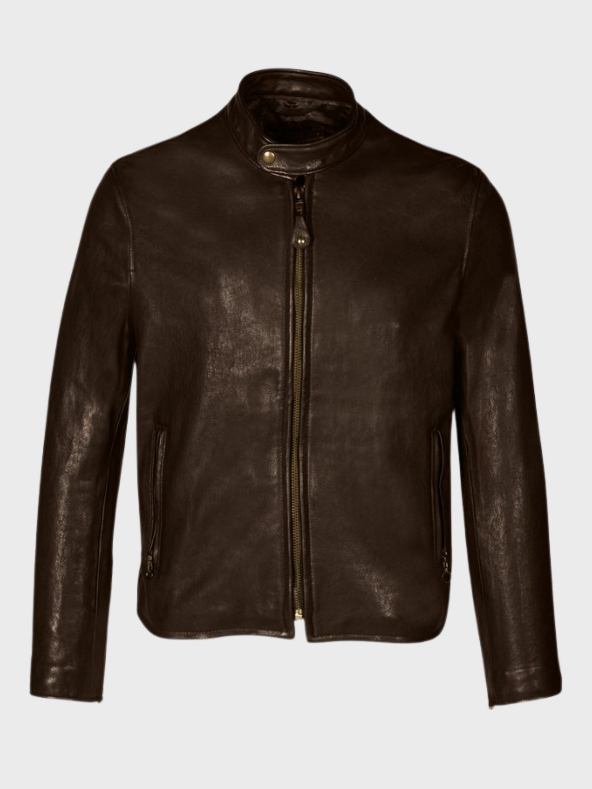 Schott Perfecto Cafe Racer Leather Jacket Brown-Men's Leather Jackets-Brooklyn-Vancouver-Yaletown-Canada