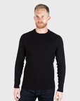 Jude Neale Rogan Waffle Long Sleeve - Black-Men's Shirts-Brooklyn-Vancouver-Yaletown-Canada