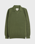 Far Afield Clifford Knitted Polo - Perforated-Green-Men's Sweaters-Brooklyn-Vancouver-Yaletown-Canada