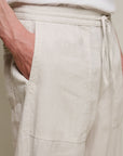 Merz Workers Linen Drawstring Pants - Light Stone-Men's Pants-Brooklyn-Vancouver-Yaletown-Canada