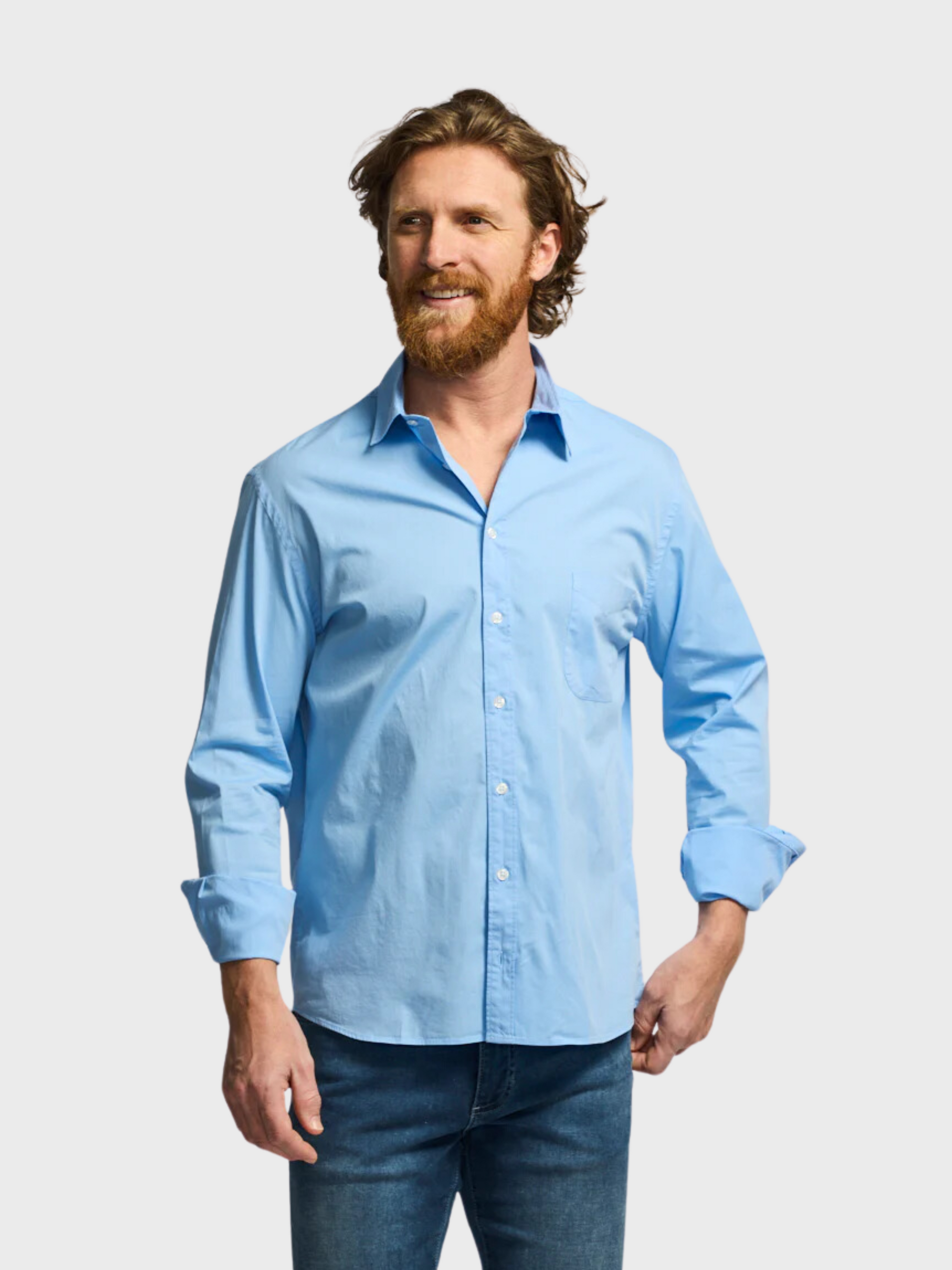 Easy Mondays Poplin Shirt Washed Blue SS24-Men&#39;s Shirts-S-Brooklyn-Vancouver-Yaletown-Canada