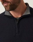 34 Heritage Cashmere Quarter Zip Sweater Dark Navy-Men's Sweaters-Brooklyn-Vancouver-Yaletown-Canada